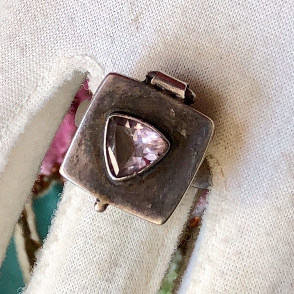 Sterling Silver Amethyst Poison Locket Box Ring